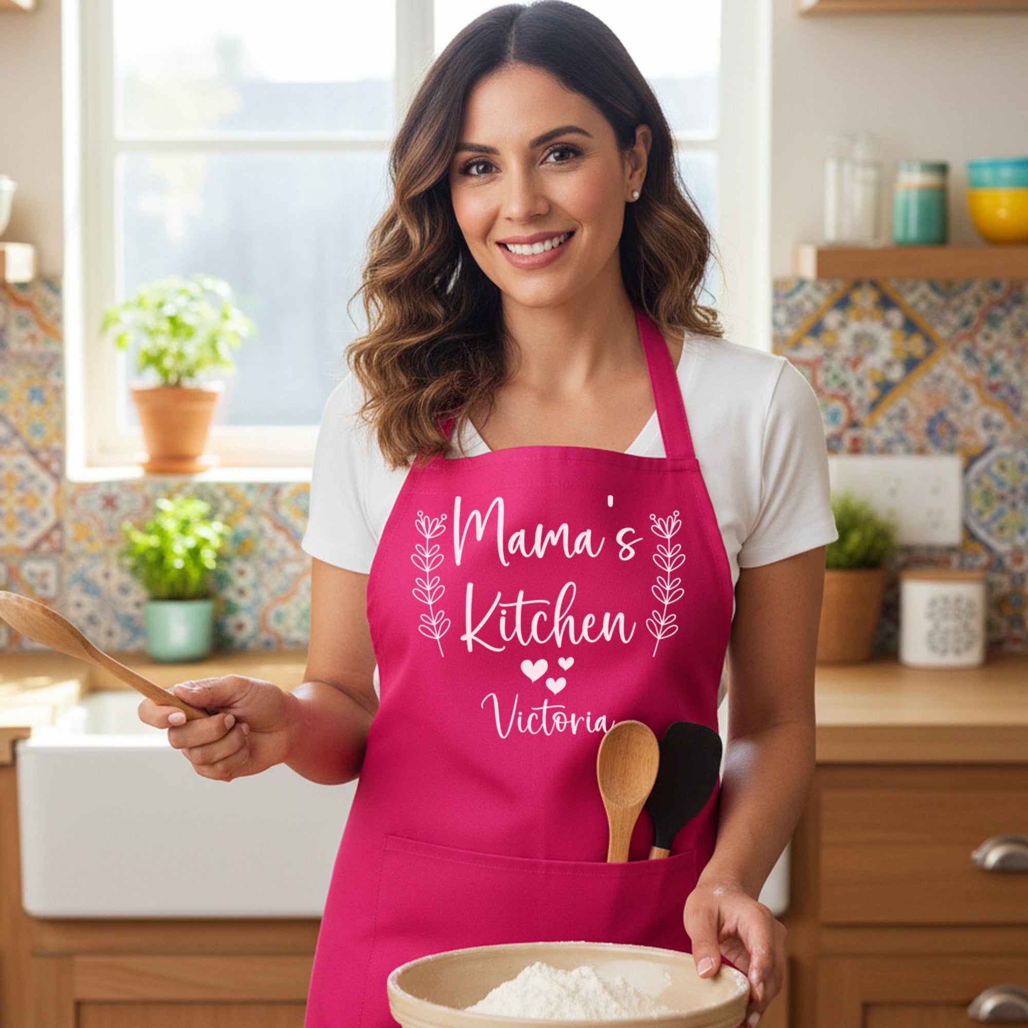 Grandma's Kitchen Personalized Apron w Name & Pocket, Custom Gifts for Women