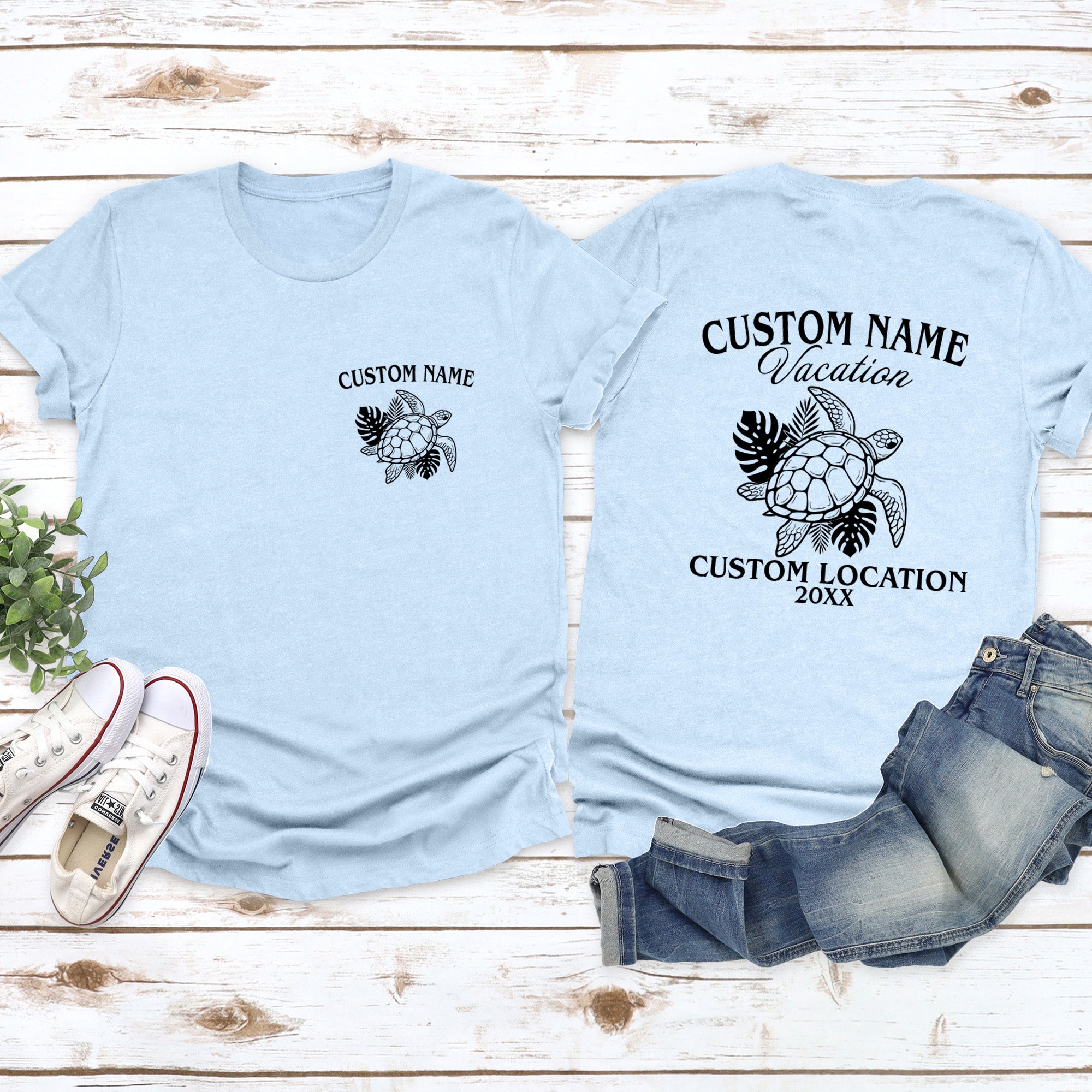 Our custom matching family vacation shirts with turtle design are the perfect personalized tees for your next beach trip, family reunion, or summer getaway.