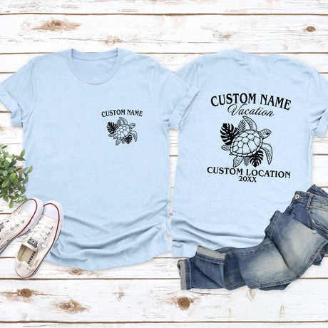 Our custom matching family vacation shirts with turtle design are the perfect personalized tees for your next beach trip, family reunion, or summer getaway.