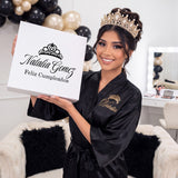 Black and Gold Quinceanera Gift Box w Rhinestone Cup and Jewely Box
