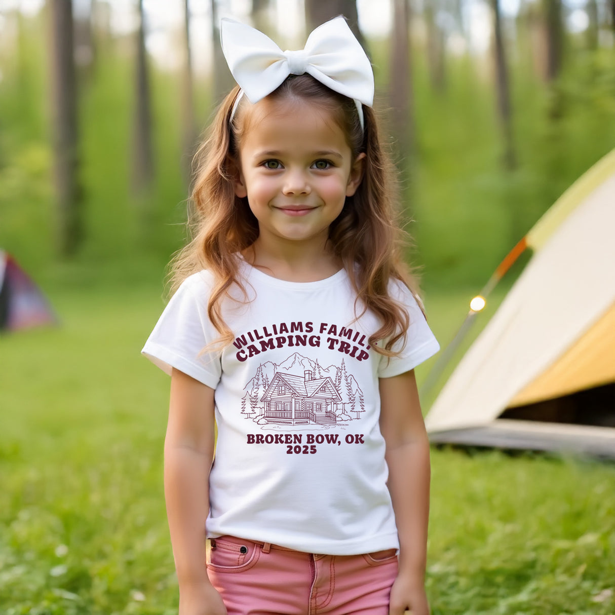 Personalized family cabin trip shirts for vacations are great for hiking, group camping trips, and custom family outfits.