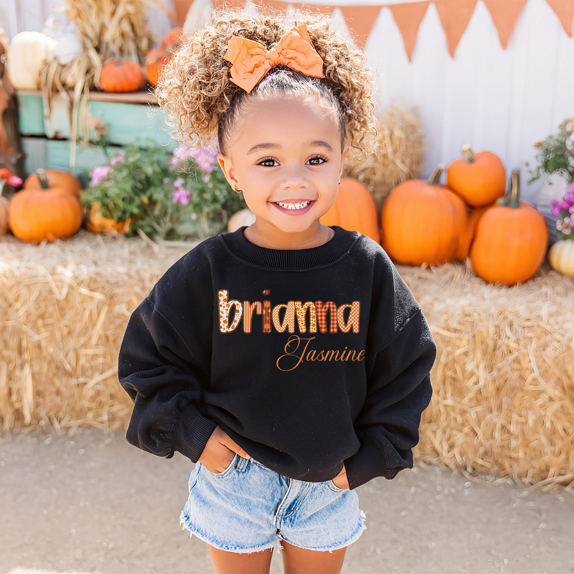 Preppy Retro Alphabet Fall and Thanksgiving Sweaters and Onesies Personalized with Name