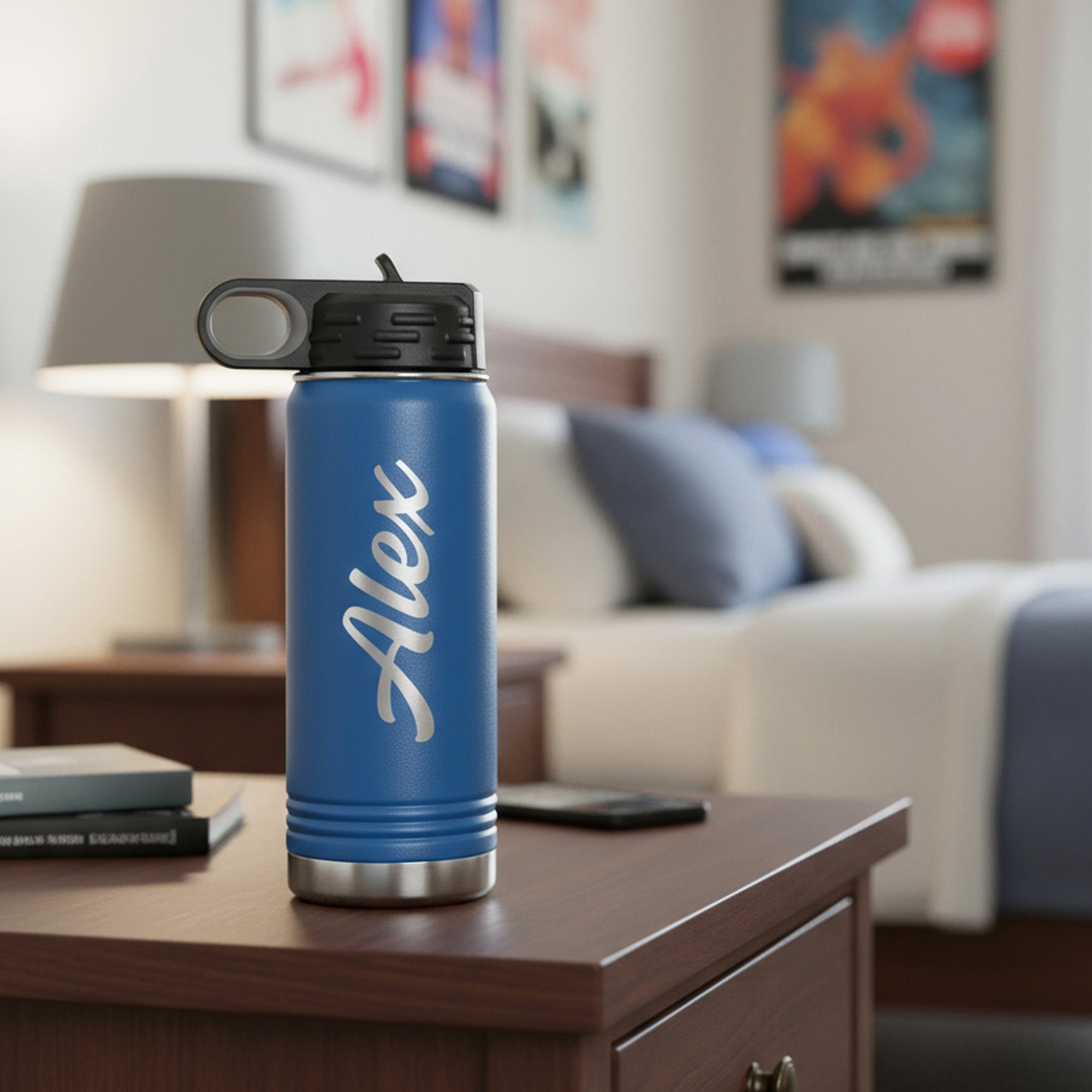 Polar Camel Personalized Water Bottle with Name for Teen Boys and Kids