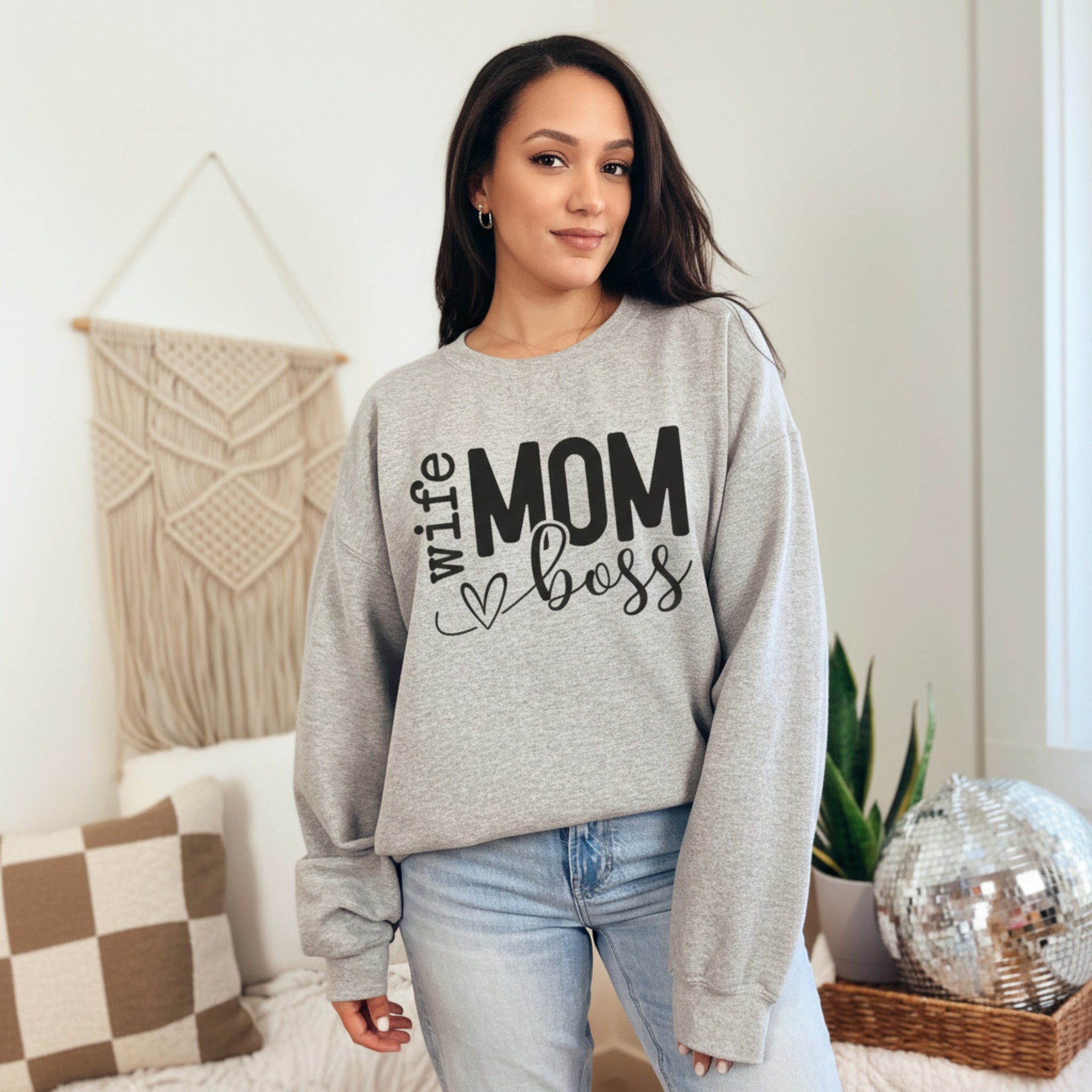 Funny Wife Boss Mom Sweatshirt Gift for Mothers Day