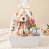 Cozy Cake Break Mom Gift Basket with Bundt Cake, Teddy Bear & Glass Tumbler
