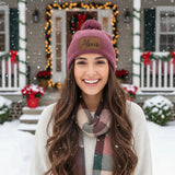 Cuffed Pompom Personalized Beanie w Name or Text, Custom Gifts for Her and Him