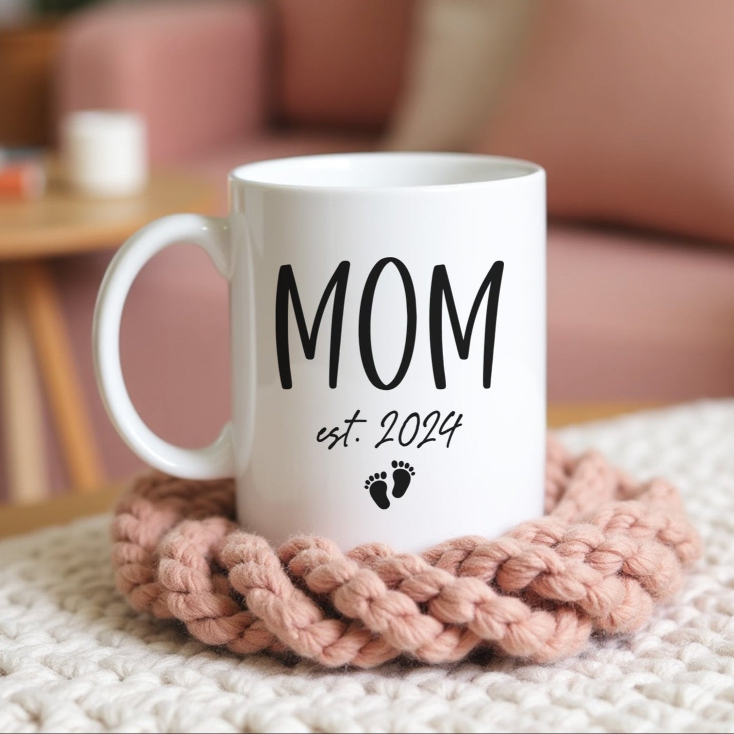 Custom Personalized Baby Feet Mug with baby's birth year, perfect baby shower gift. 