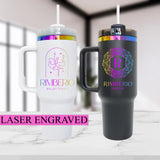 Company Logo Gifts, 40oz Custom Logo Tumbler, Rainbow Plated Tumbler, Business Owner Gift, Logo Swag, Corporate Gift Idea, Engraved Tumbler