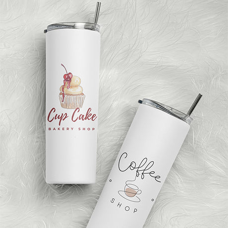 Custom Logo Tumbler for Small Businesses and Corporate Swag with Lid and Straw - Gifts Are Blue