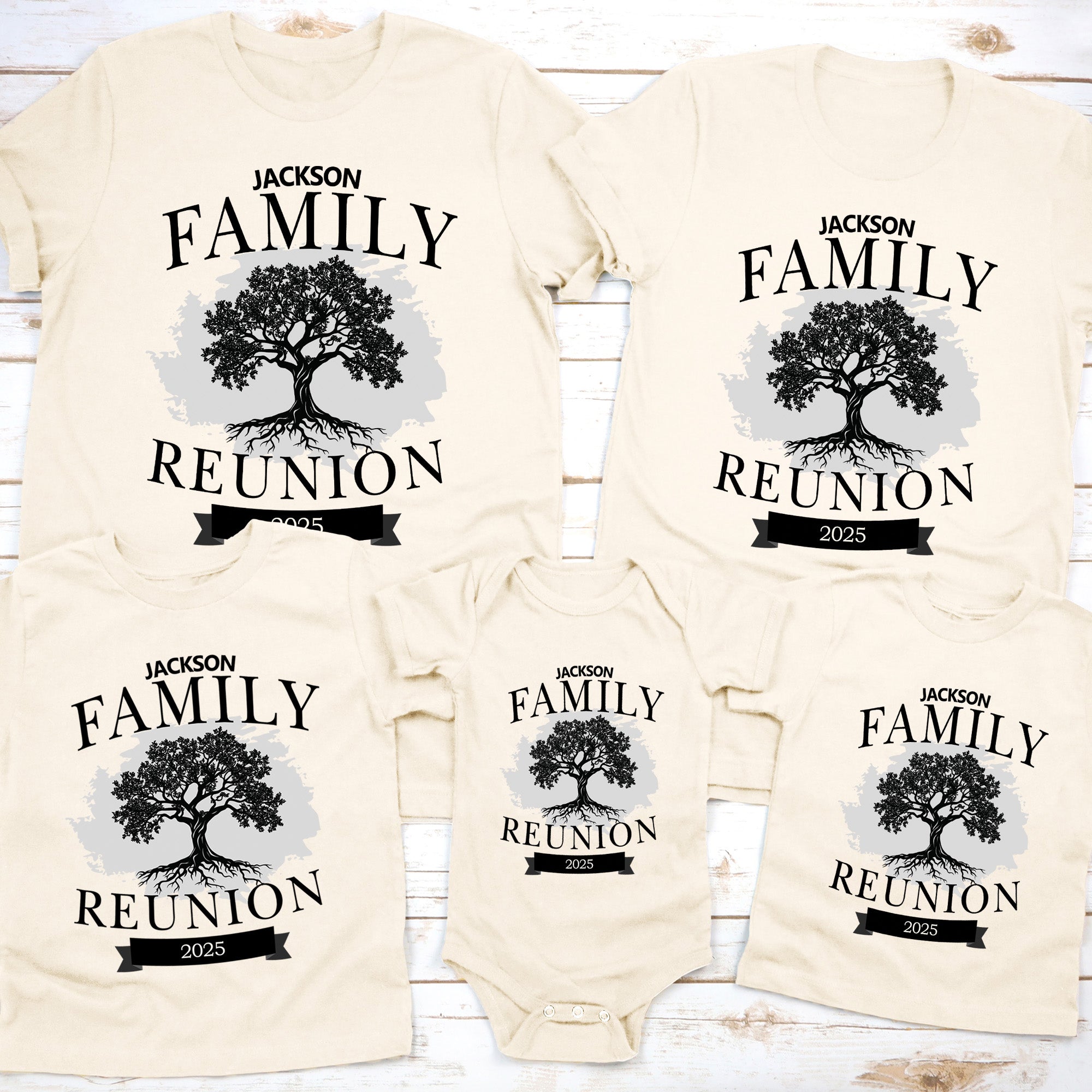 Personalized retro family reunion shirts with custom family name, matching outfits for reunions, vacations, and group events.