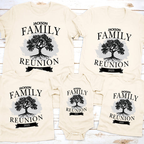 Personalized retro family reunion shirts with custom family name, matching outfits for reunions, vacations, and group events.