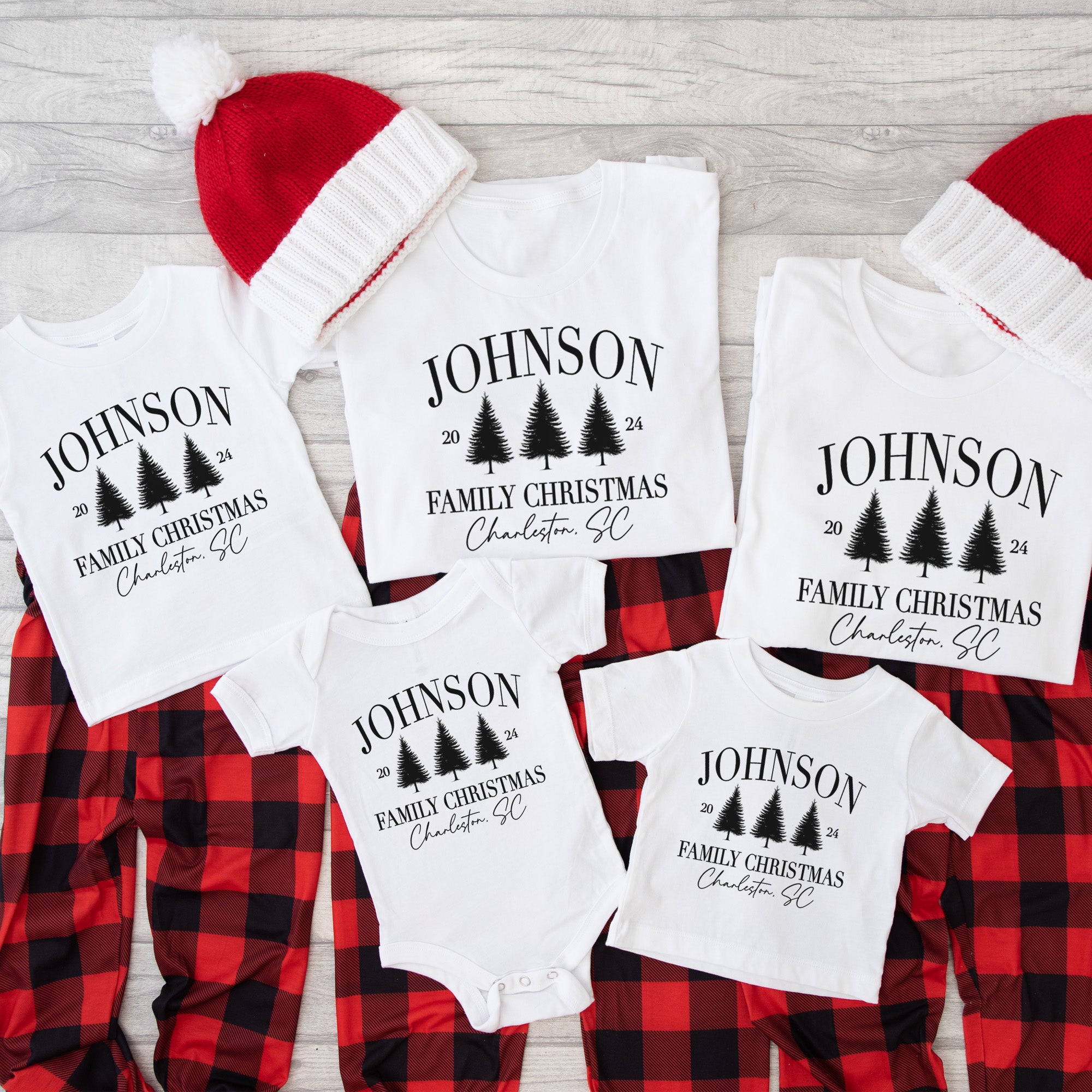 Personalized Matching Family Christmas Sweaters with Custom Year and Location