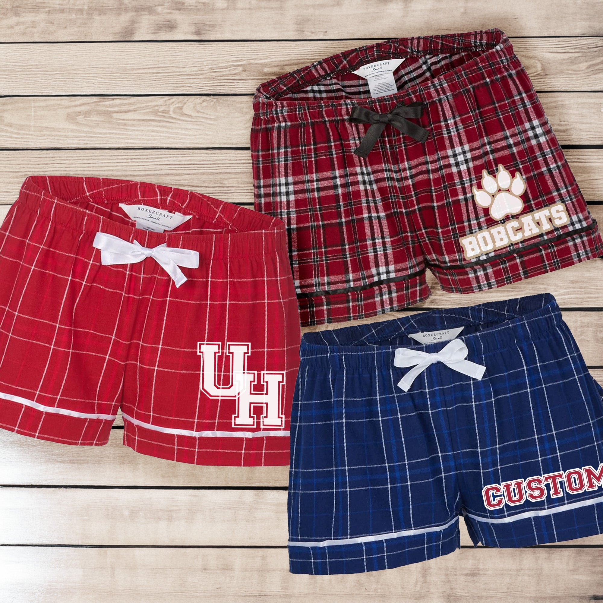 Custom College Pajama Shorts for Women, Personalized PJ Pants for College Students