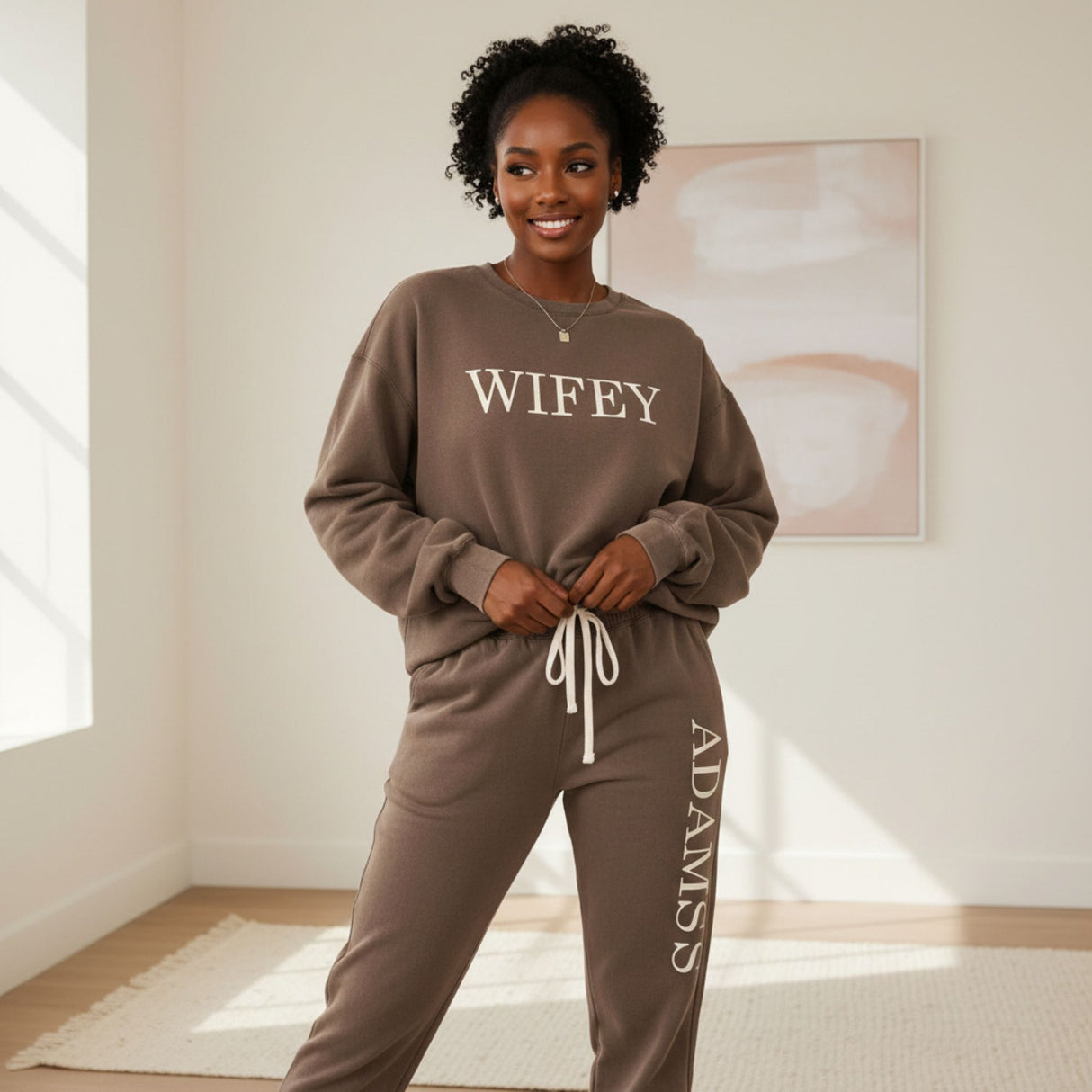 Cute Minimalist Personalized Wifey Loungewear Set Gift for Bride