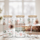 Clear Dog Mama Iced Coffee Glass Tumblers.