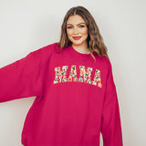 Pink floral mama sweatshirt that serves as a personal custom gift for mom or any other special lady in your life. All SKUs.