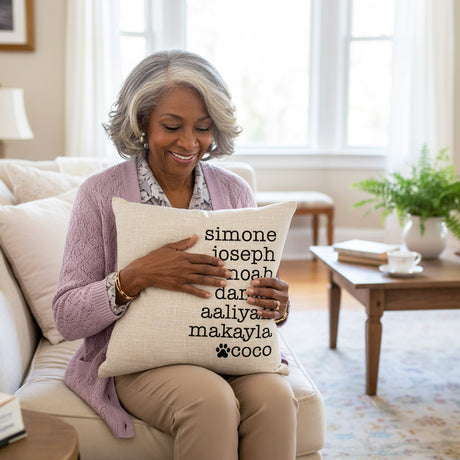 Personalized Throw Pillows with Names, Custom Gifts for Grandparents, and New Homeowners