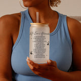 This frosted iced coffee glass tumbler is filled with words of self love affirmations. It includes such phrases as I am Worthy, I am Beautiful, I am Enough and more.