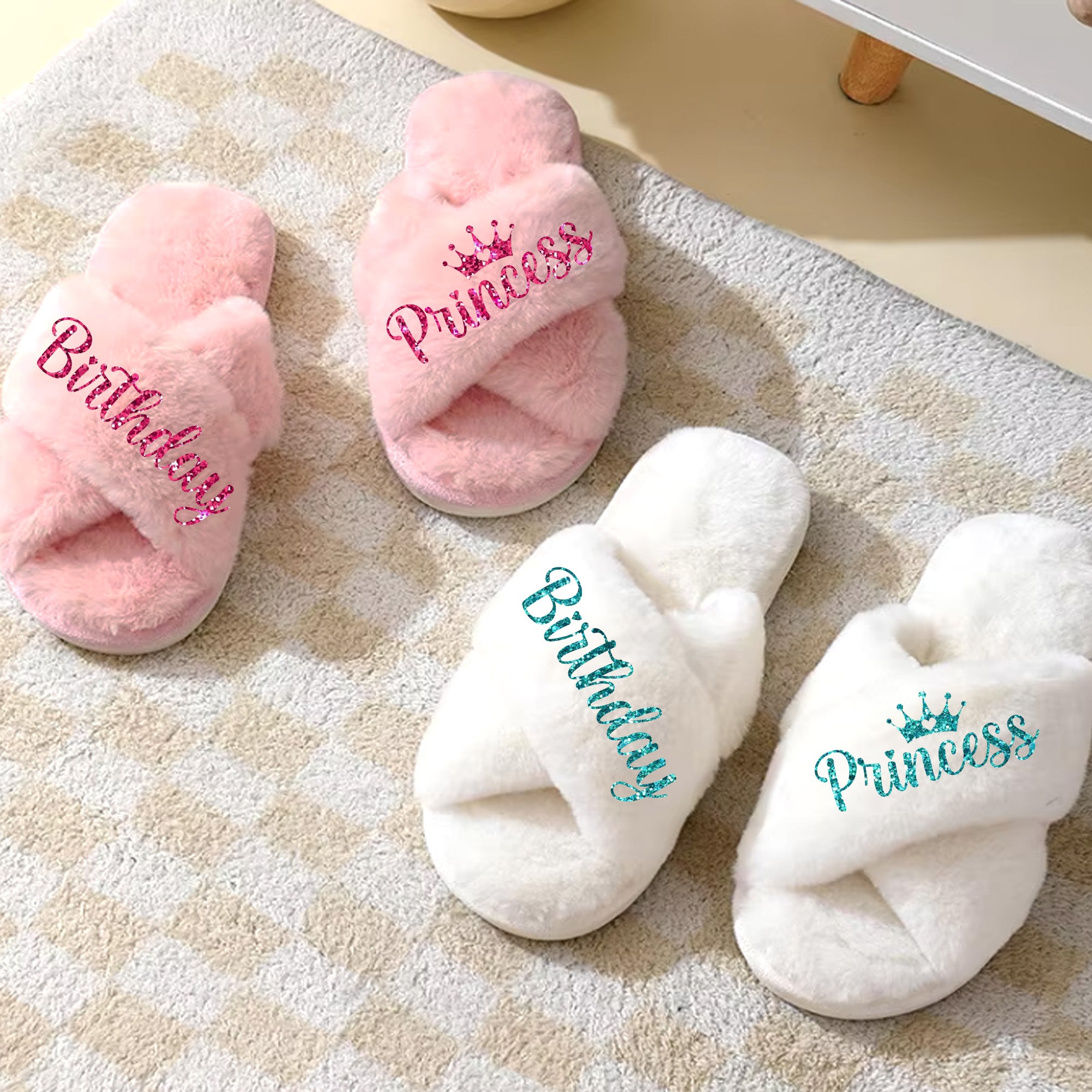 Cozy glitter princess girl slippers for birthday presents for her. Pink Slippers for Girls Perfect for Birthday Morning.