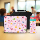 This personalized butterfly lunch box and water bottle set with name is perfect for girls back to school gifts.