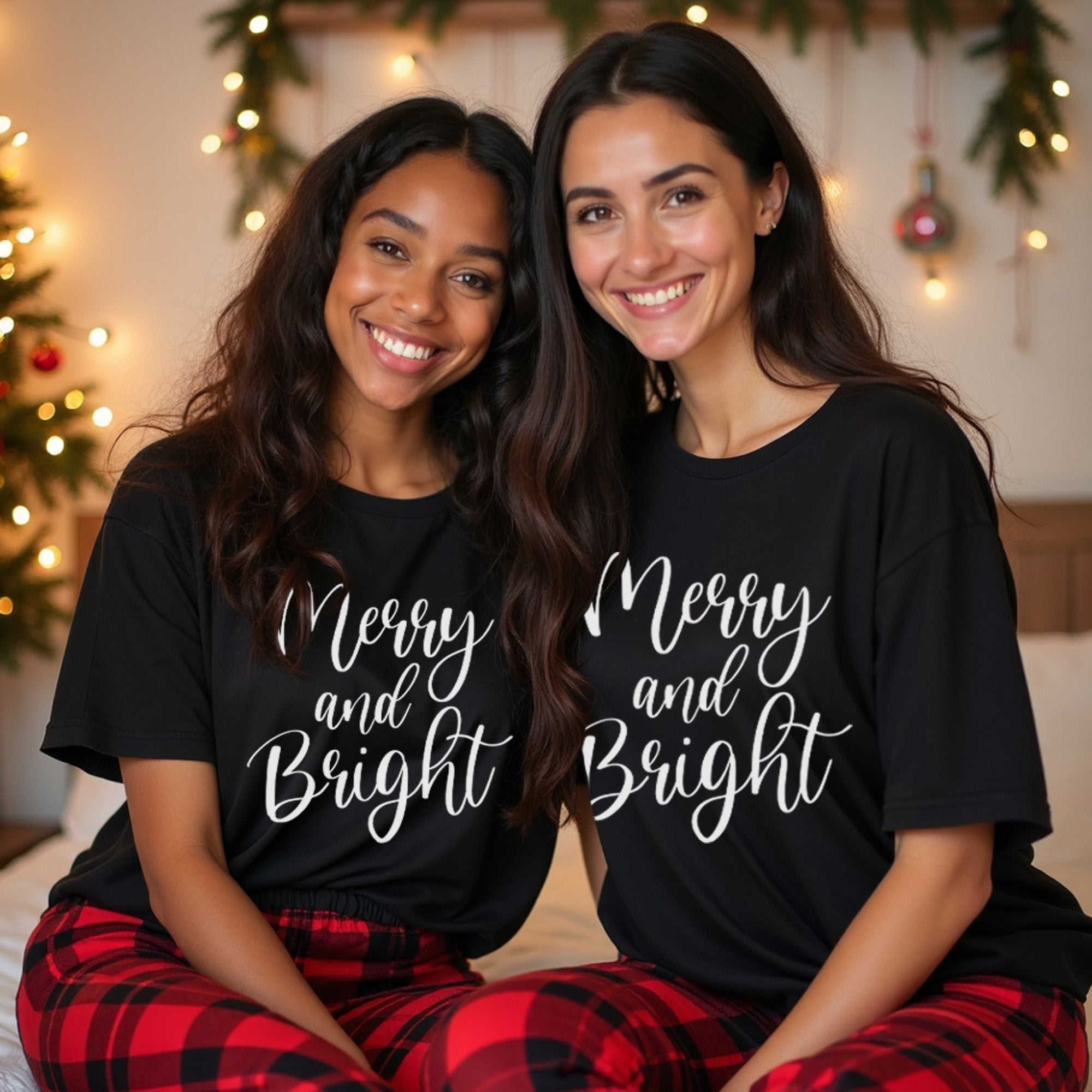 Merry and Bright Christmas Hoodie - Several Sizes and Styles - Christmas Sweatshirt and Long Sleeve Styles