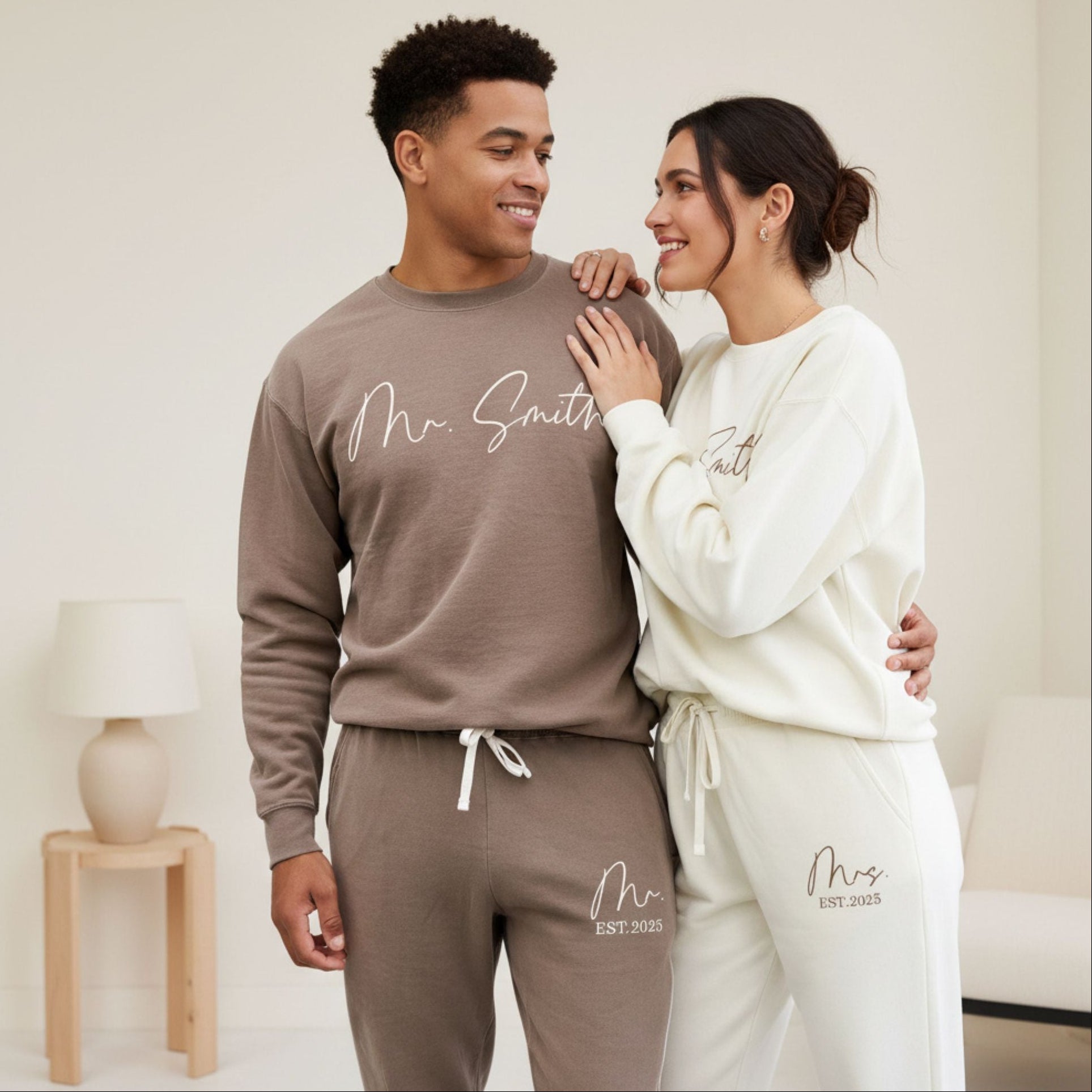 Personalized Mr. and Mrs. Loungewear Set with Name and EST Date