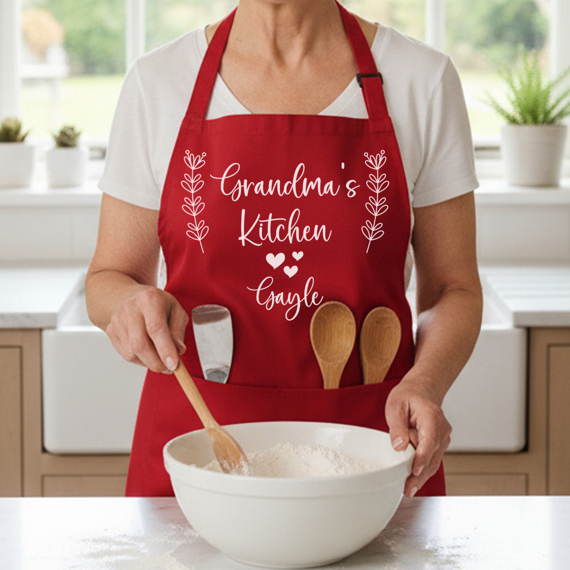 Grandma's Kitchen Personalized Apron w Name & Pocket, Custom Gifts for Women