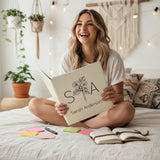 Split Initials w Name Birth Flower Personalized Binder for Her, Faux Leather