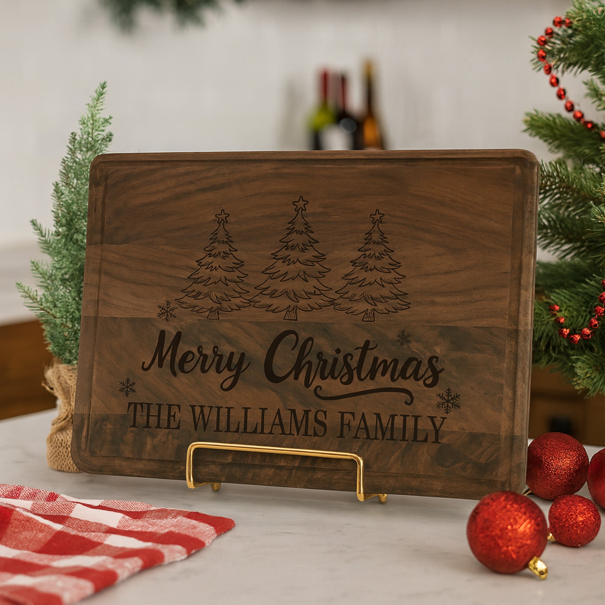 Merry Christmas Personalized Cutting Board for the Holidays, Custom Family Gifts