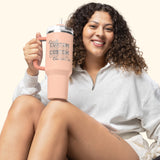 Custom cute college gifts for girls. School pride 40oz tumbler with handle, perfect for game days or everyday use.