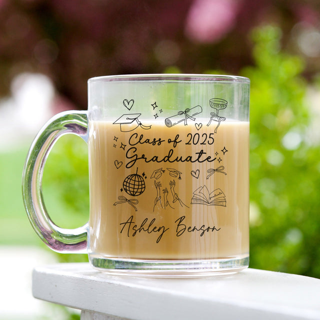 Personalized Graduation Mug with Name and Class of 2025 Design Custom Gift for Her.