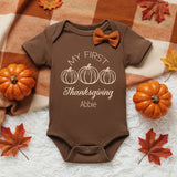 My First Thanksgiving Onesie Outfit Personalized with Name for Baby Girl and Boy
