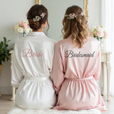 Personalized bride and bridesmaid robe for wedding and bridal shower. 