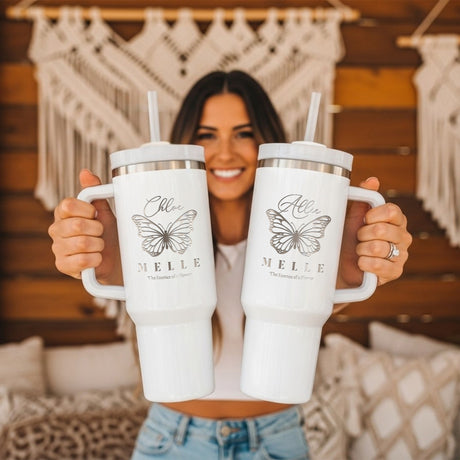 Silver Plated Custom 40oz Business Logo Tumblers for Companies and Small Businesses