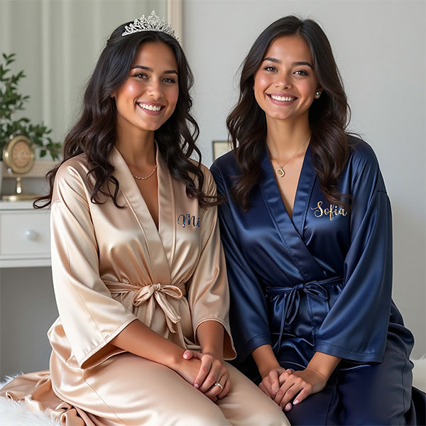 Simple and Pretty Personalized Mis Quince Robe and Slipper Set Quinceanera Gift