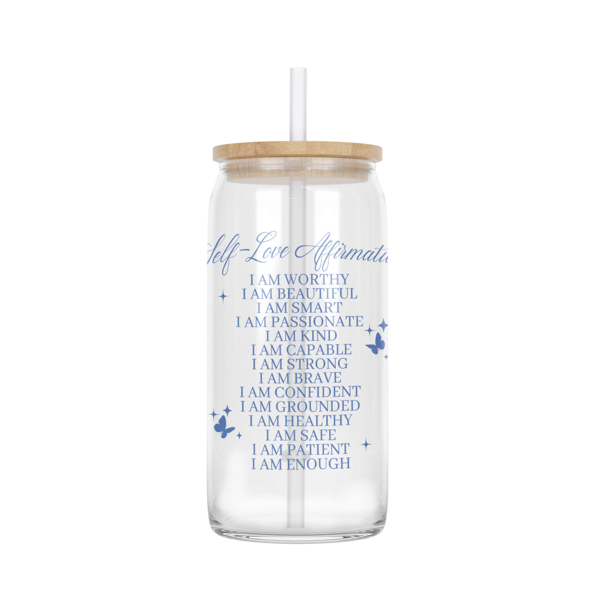 Clear glass can tumblers that can hold 16oz of your favorite drink.
