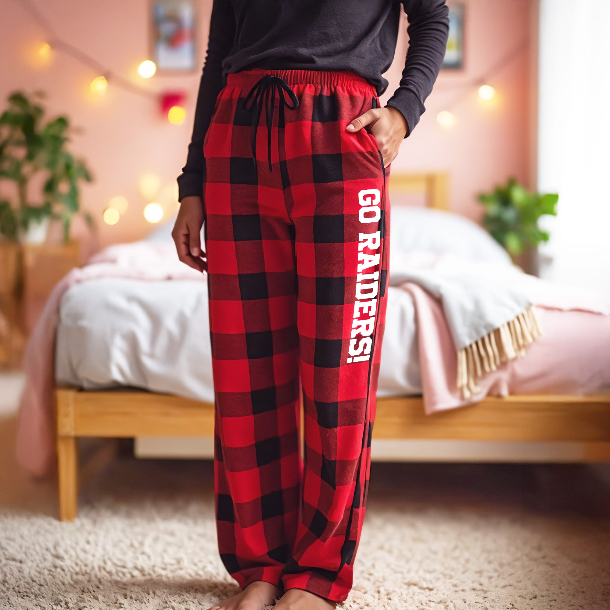 Personalized pajama pants for college kids, a cozy back to school or graduation gift idea.
