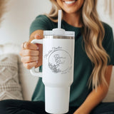 40oz floral custom college tumbler for her, personalized with name, school and graduation year. This 40oz tumbler makes a great custom gift for college students.