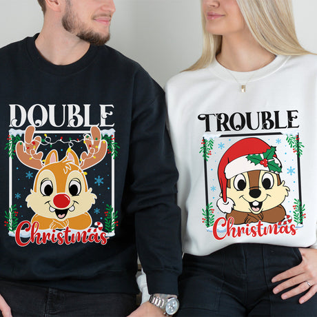 Cute and Humourous Matching Double Trouble Christmas Sweatshirt for All Ages - Gifts Are Blue