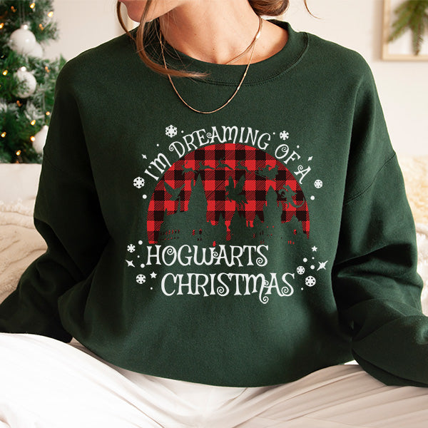 Dreaming of a Hogwarts Christmas Holiday Sweatshirt - Christmas Sweatshirt - Sizes S to 5XL