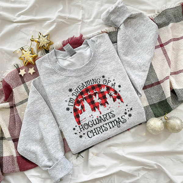 Dreaming of a Hogwarts Christmas Holiday Sweatshirt - Christmas Sweatshirt - Sizes S to 5XL