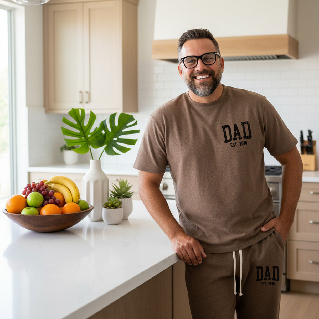 Comfort Colors Pocket Dad Est Loungewear Set, Personalized Gifts for Him