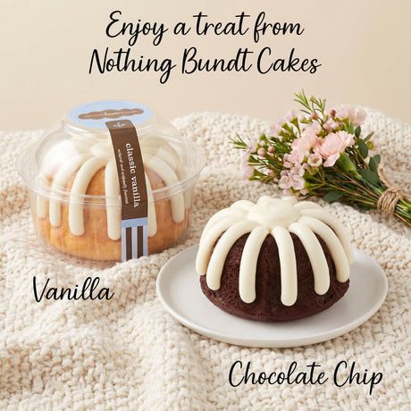 Sweet Cake & Bloom Basket Gift for Mom with Bundt Cake, Mug and Fuzzy Socks