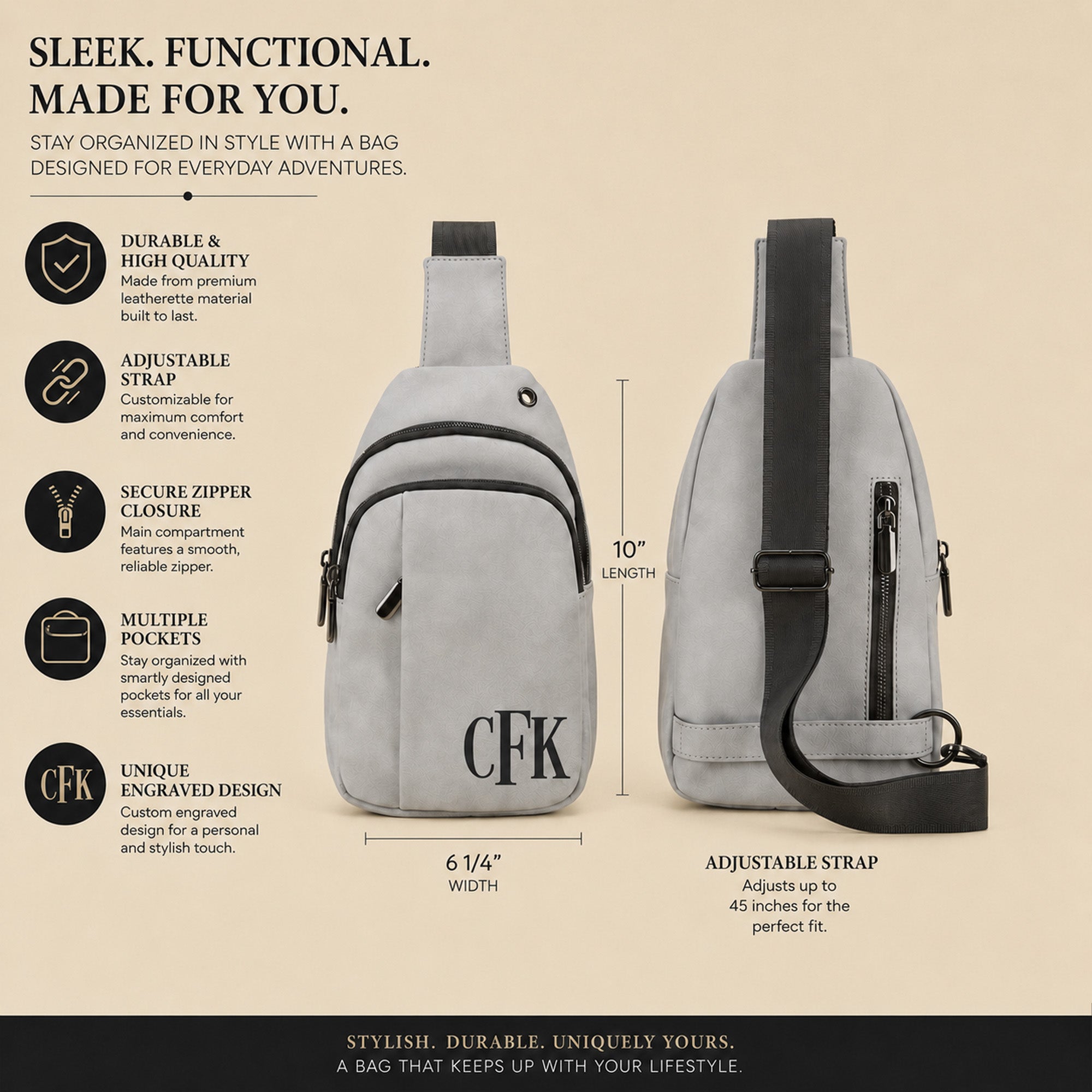 Explorer Custom Sling Bags for Men Engraved with Monogram or Name