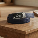 FEDEY Mens Signature Ratchet Leather Belt w No1 DAD Statement Buckle