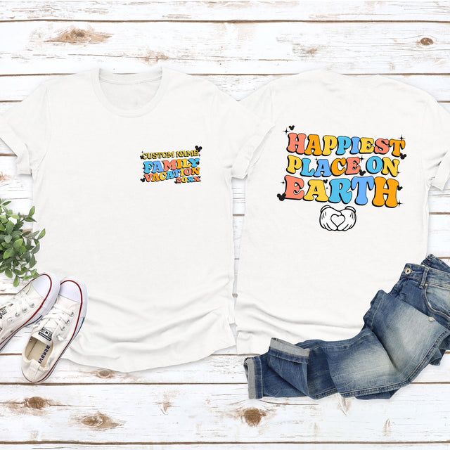 Custom family vacation tees for theme parks, ideal for coordinating group shirts on Orlando vacations, sunny park strolls, and magical family moments.