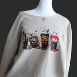 Off The Shoulder Halloween Sweatshirts - Sizes S - 5XL - With Raw Edge Neckline - Several Designs
