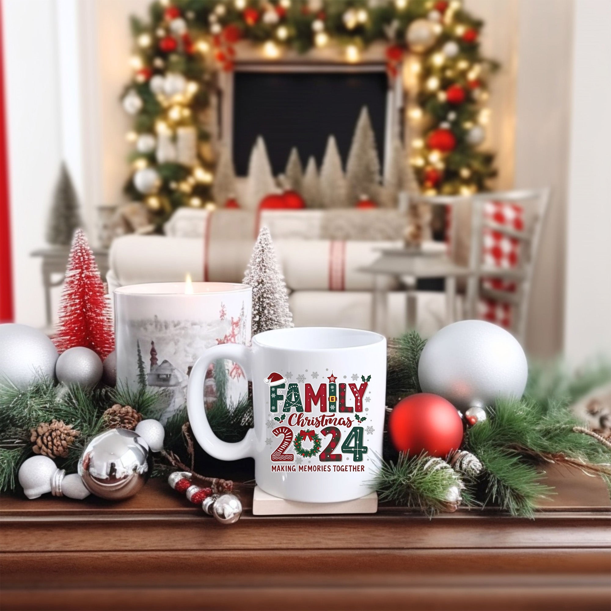 Family Christmas 2024 Mugs, Cute Family Matching Christmas Coffee Cups in sizes 11oz and 15oz