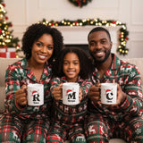 Christmas Lights Reindeer Initial Personalized Christmas Mugs for Kids and Adults