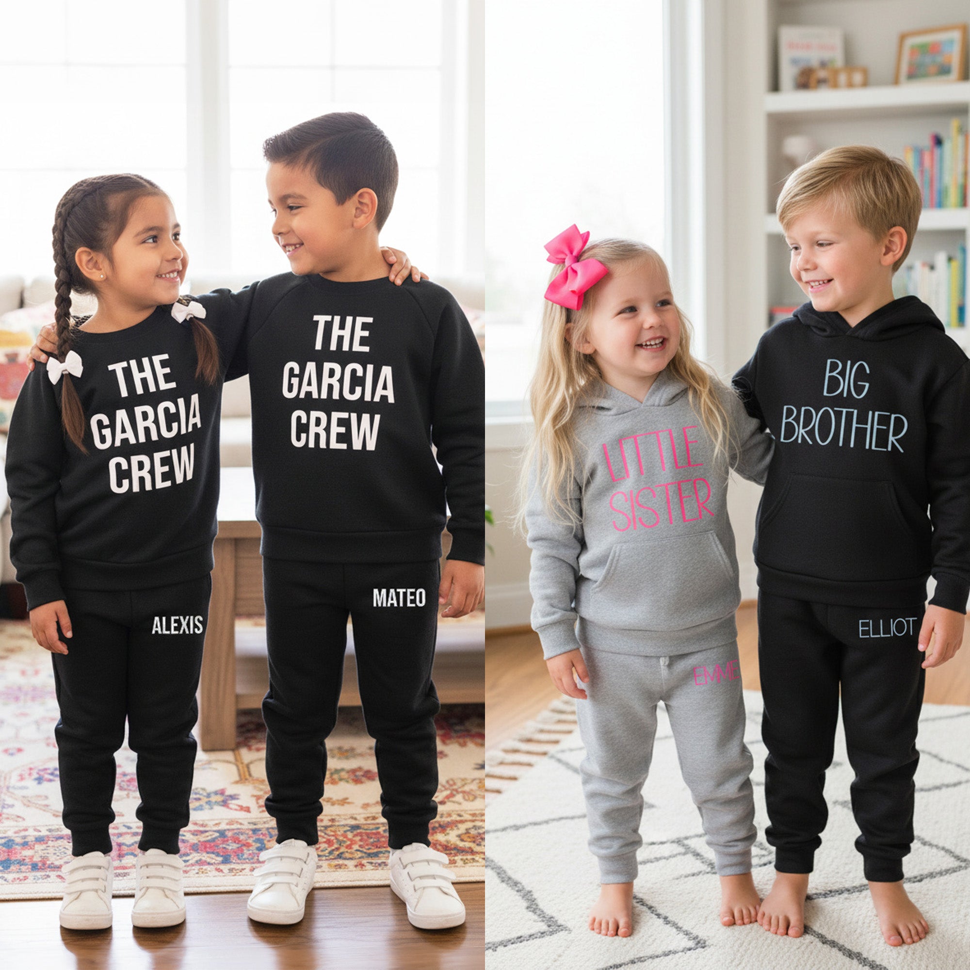 Custom Loungewear Set for Kids to Preteen, Toddler Hoodie no Drawstrings